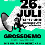 Demo gegen Pavianmorde im Nürnberger Tiergarten.
