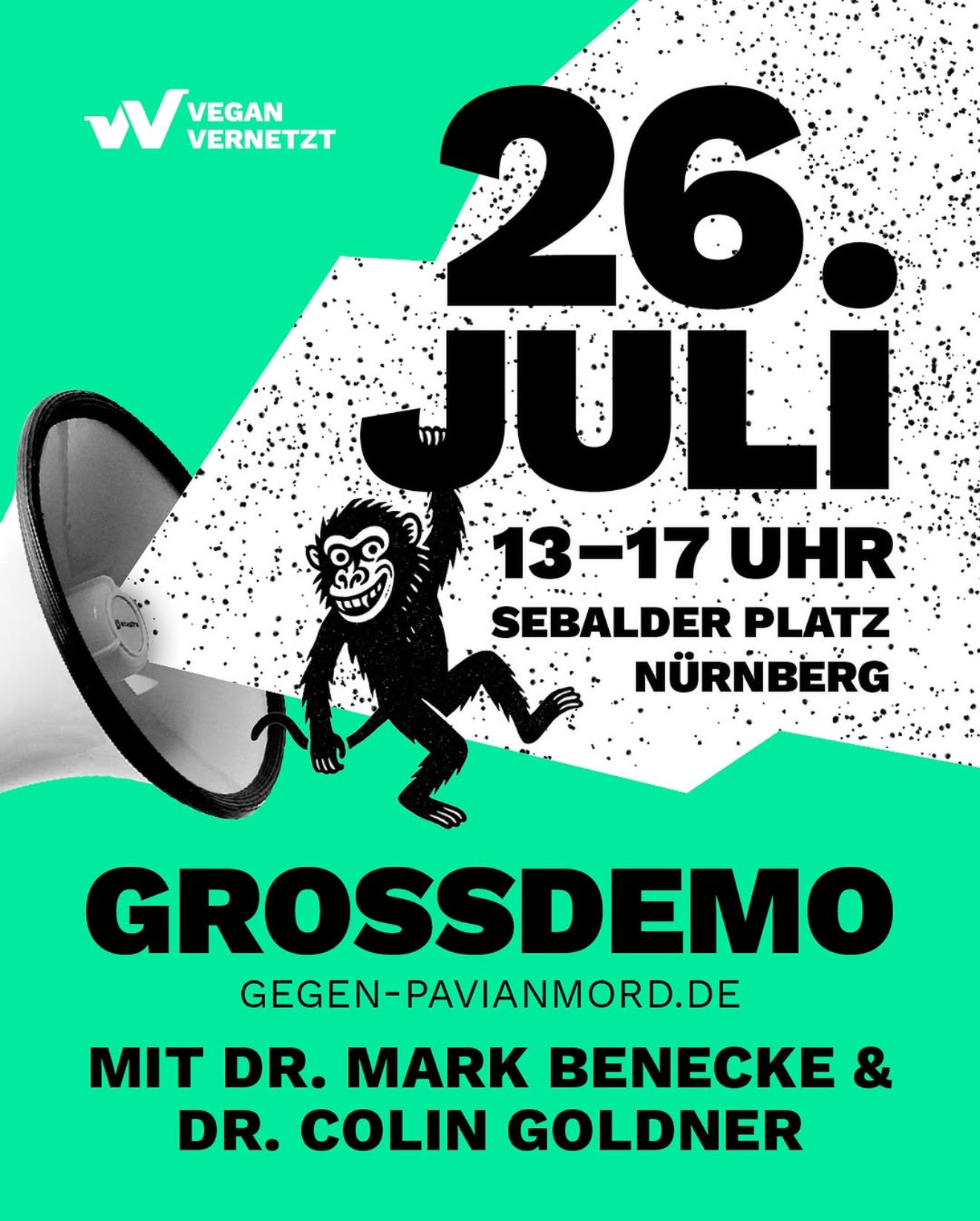 Demo gegen Pavianmorde im Nürnberger Tiergarten.