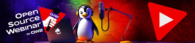 Ein illustrierter Pinguin vor einem Mikrofon