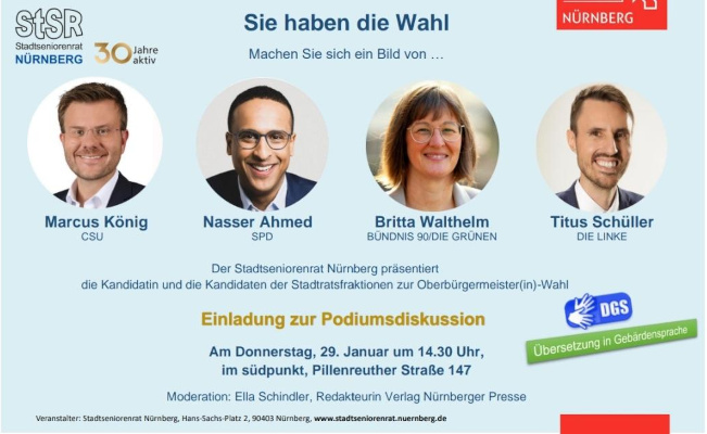 Podiumsdiskussion mit den um das Oberbürgermeister-Amt