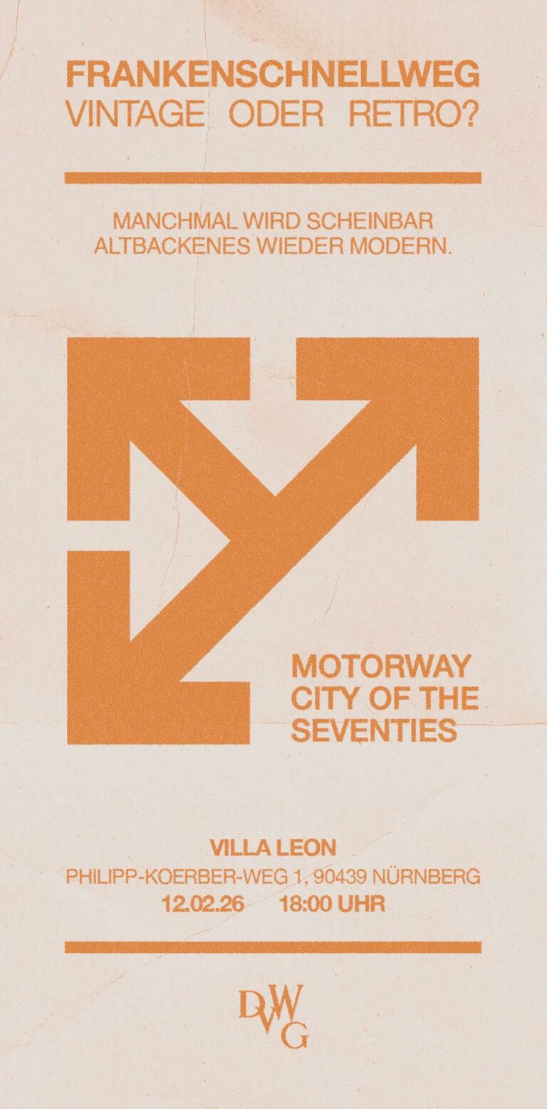 Diagonale Pfeile in drei von vier möglichen Richtungen (der nach rechts unten fehlt). Dazu die Veranstaltungsinfos.