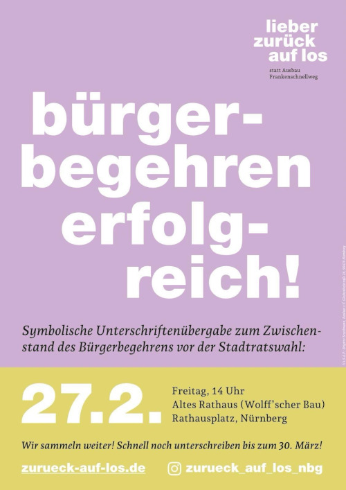 Bürgerbegehren "zurück auf Los" erfolgreich - symbolische Unterschriftenübergabe.