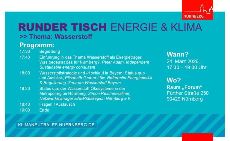 Flyer mit den Veranstaltungsinfos und dem Logo der Stadt Nürnberg.