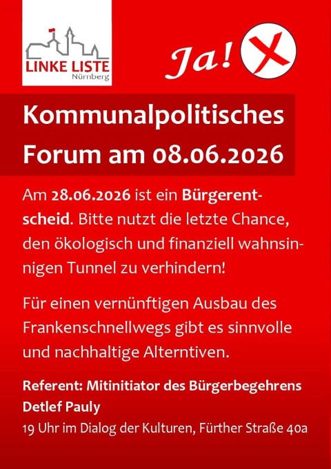 Kommunalpolitisches Forum - der Bürgereintscheid zum Frankenschnellweg.