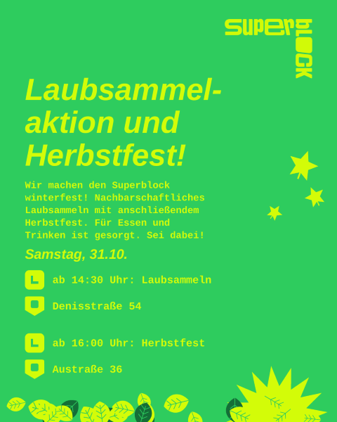 Laubsammelaktion und Herbstfest im Superblock Gostenhof